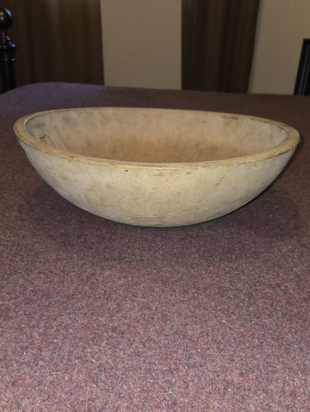 Vintage Munising 2nd Beechwood Bowl 16x15 Oval 1930-1940s Handmade Michigan